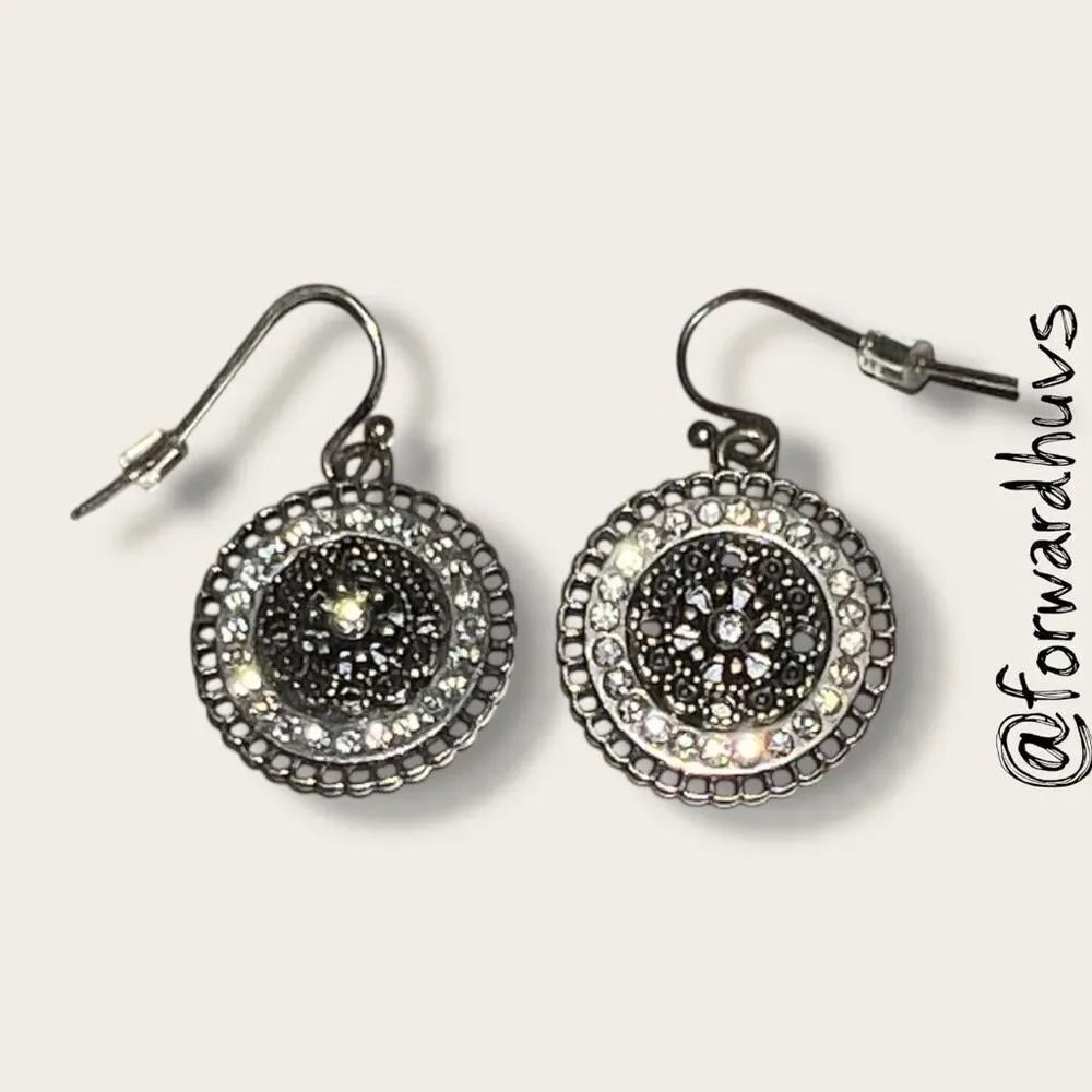 Bundle Sale 3 for $15 | Filigree Drop Earrings – Silver-Tone with Rhinestone Acc